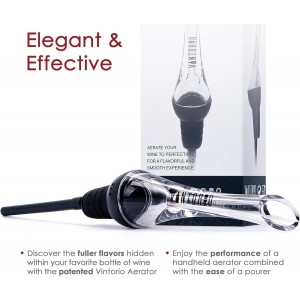 Vintorio Wine Aerator Pourer - Premium Aerating Pourer and Decanter Spout (Black)