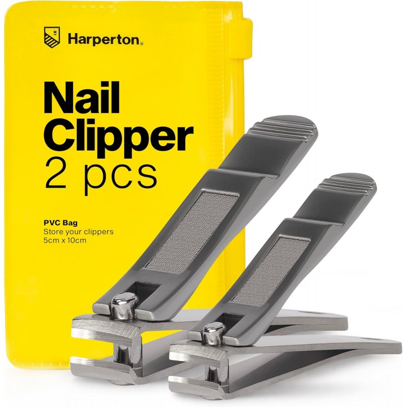 Ultra Sharp Nail Clippers Set - 2 Pack Stainless Steel Fingernail & Toenail Trimmers with Built-in Nail File for Women & Seniors (Silver)