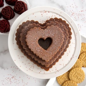 Nordic Ware Tiered Heart Bundt, 12 Cup, Toffee