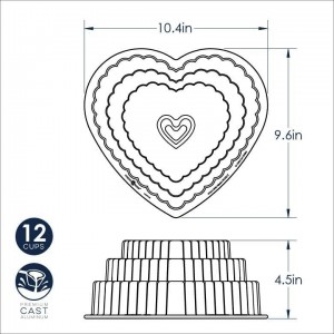 Nordic Ware Tiered Heart Bundt, 12 Cup, Toffee
