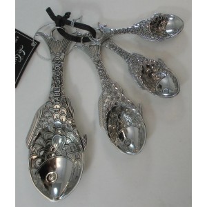 Ganz 4-Piece Set, Fish Measuring Spoon, One Size, silver