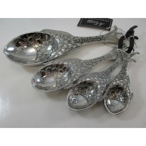 Ganz 4-Piece Set, Fish Measuring Spoon, One Size, silver