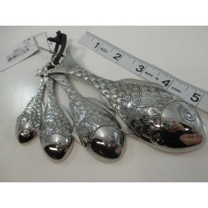 Ganz 4-Piece Set, Fish Measuring Spoon, One Size, silver