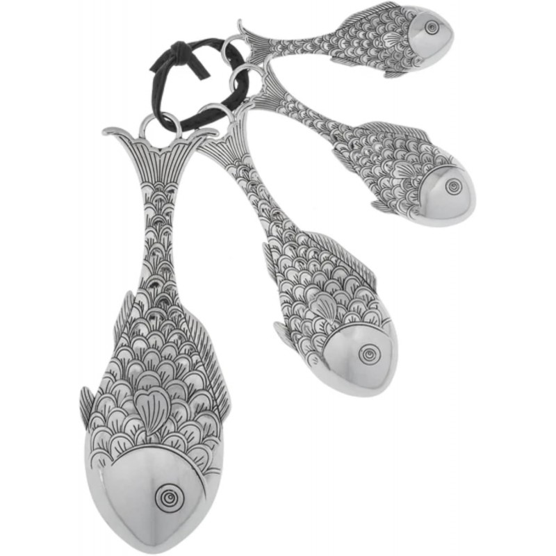 Ganz 4-Piece Set, Fish Measuring Spoon, One Size, silver
