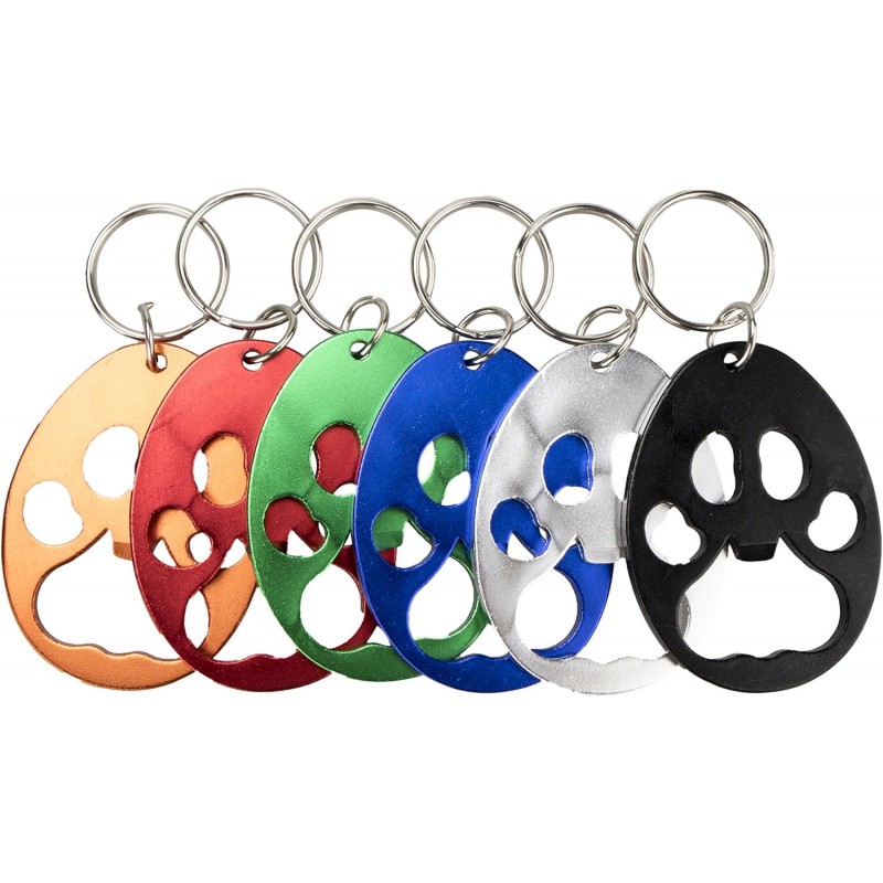 Swatom Dog Paw Keychain Bottle Opener Beer Opener Tool, Key Tag Chain Ring, 6 Piece