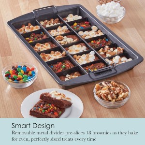 Chicago Metallic Professional Slice Solutions Brownie Pan, 9-Inch-by-13-Inch - , Dark Gray