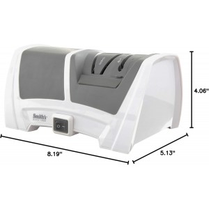 Smith's 50378 Deluxe Diamond Electric Knife Sharpener, Grey/White - Professional Kitchen Tool - Dual Sharpening Slots, Blade Guides, + Non-Slip Base – Straight Edge