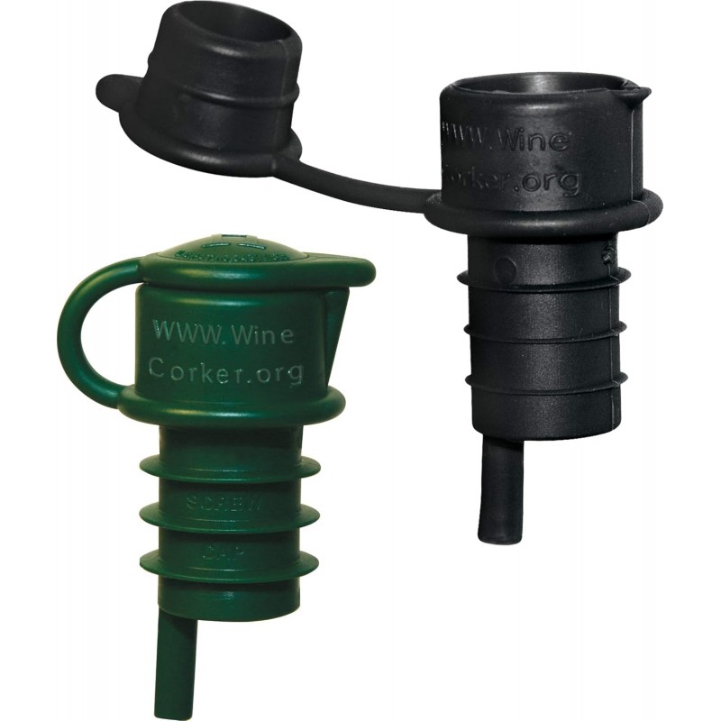 Haley's Corker 5-in-1 Wine Aerator, Stopper, Pourer, Filter, Recorker, 2-Pack Combo (Standard, Screwtop)