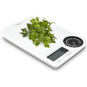 Ozeri ZK18-WB Rev Digital Kitchen Scale with Electro-Mechanical Weight Dial, Black Dial