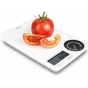 Ozeri ZK18-WB Rev Digital Kitchen Scale with Electro-Mechanical Weight Dial, Black Dial