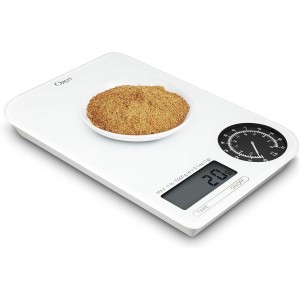 Ozeri ZK18-WB Rev Digital Kitchen Scale with Electro-Mechanical Weight Dial, Black Dial