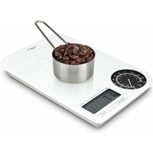 Ozeri ZK18-WB Rev Digital Kitchen Scale with Electro-Mechanical Weight Dial, Black Dial