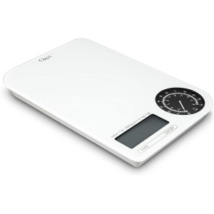Ozeri ZK18-WB Rev Digital Kitchen Scale with Electro-Mechanical Weight Dial, Black Dial