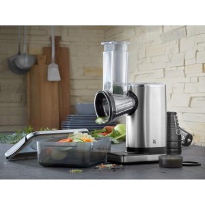 WMF Kitchenminis Salad-To-Go Electric Grater with Accessories, 150 W, Cromargan, 2 Speed, Black/Silver