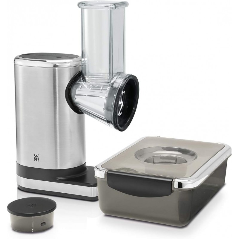 WMF Kitchenminis Salad-To-Go Electric Grater with Accessories, 150 W, Cromargan, 2 Speed, Black/Silver