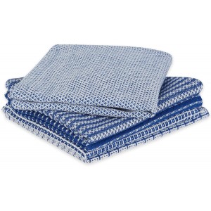 DII Ultra Absorbent, Everyday Cotton Kitchen Towels, Dishcloth Set, Assorted Blue, 5 Piece