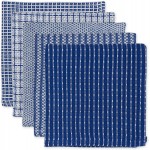 DII Ultra Absorbent, Everyday Cotton Kitchen Towels, Dishcloth Set, Assorted Blue, 5 Piece