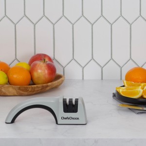 Chef’s Choice Professional Manual Knife Sharpeners for 20-Degree Straight-Edge Kitchen Hunting Fillet and Pocket Knives with Diamond Abrasives Precise Angle Control & Compact Footprint, 2-Stage, Gray