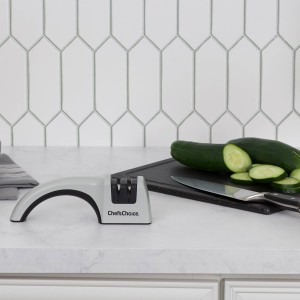 Chef’s Choice Professional Manual Knife Sharpeners for 20-Degree Straight-Edge Kitchen Hunting Fillet and Pocket Knives with Diamond Abrasives Precise Angle Control & Compact Footprint, 2-Stage, Gray