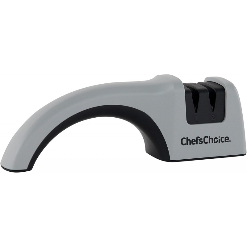 Chef’s Choice Professional Manual Knife Sharpeners for 20-Degree Straight-Edge Kitchen Hunting Fillet and Pocket Knives with Diamond Abrasives Precise Angle Control & Compact Footprint, 2-Stage, Gray