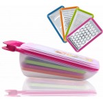 TENTA KITCHEN Stainless Steel Zester Grater, Zest/Slice Citrus & Lemon Cheese Potatoes, Fruit & Vegetables- Non-Slip Rubber Handle (4 in 1,Red)