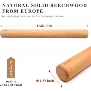 Bamber Mini Wood Rolling Pin for Baking Small Wooden Rolling Dowel Stick Dough Roller for Kids, 11'' by 1.2''