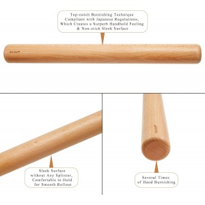 Bamber Mini Wood Rolling Pin for Baking Small Wooden Rolling Dowel Stick Dough Roller for Kids, 11'' by 1.2''