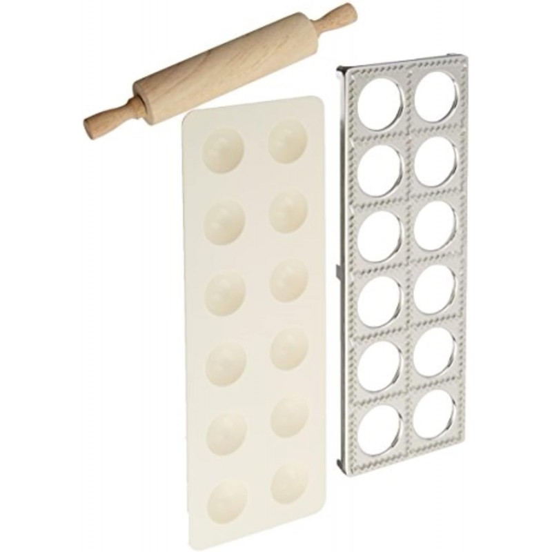 Norpro 3 Piece Ravioli Maker and Press Set with Rolling Pin