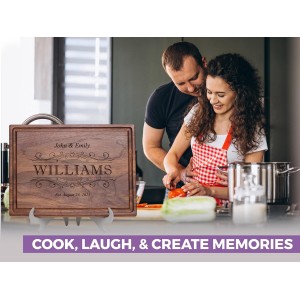 Personalized Cutting Board-Custom Engraved Charcuterie Board-Best Wedding Gift Idea for Couples 2026, Newlyweds-Anniversary,Housewarming,Handcrafted in USA-Premium Walnut,Mahogany Hardwood 002