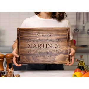 Personalized Cutting Board-Custom Engraved Charcuterie Board-Best Wedding Gift Idea for Couples 2026, Newlyweds-Anniversary,Housewarming,Handcrafted in USA-Premium Walnut,Mahogany Hardwood 002