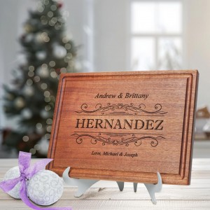 Personalized Cutting Board-Custom Engraved Charcuterie Board-Best Wedding Gift Idea for Couples 2026, Newlyweds-Anniversary,Housewarming,Handcrafted in USA-Premium Walnut,Mahogany Hardwood 002