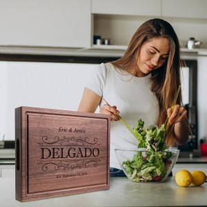 Personalized Cutting Board-Custom Engraved Charcuterie Board-Best Wedding Gift Idea for Couples 2026, Newlyweds-Anniversary,Housewarming,Handcrafted in USA-Premium Walnut,Mahogany Hardwood 002