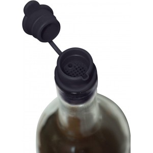 Haley's Corker Wine Bottle Stopper/Pourer/Oil Vinegar Dispenser Spout with Cap (Set of 4), Black