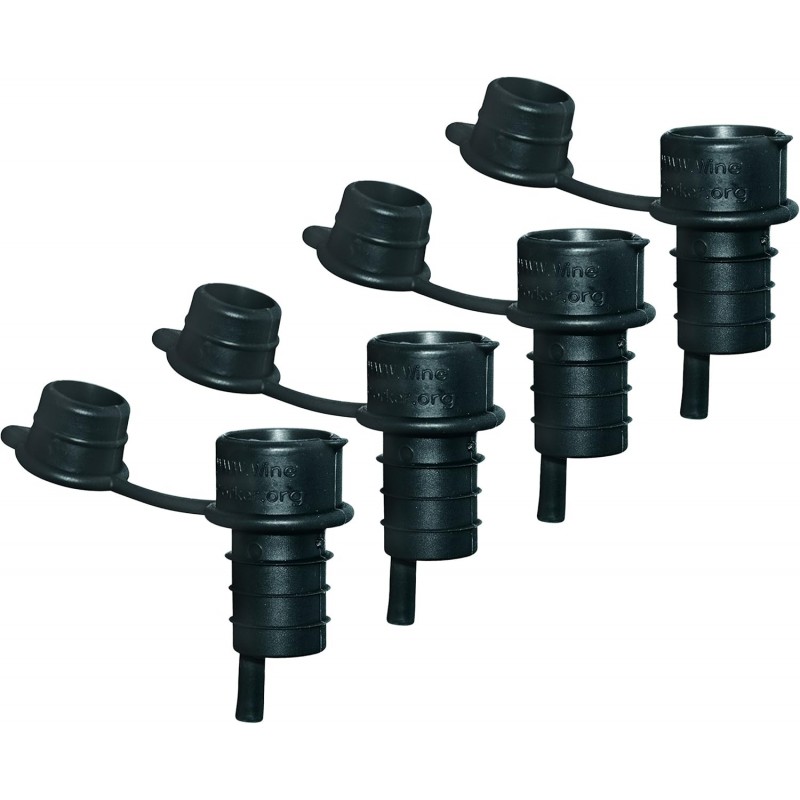 Haley's Corker Wine Bottle Stopper/Pourer/Oil Vinegar Dispenser Spout with Cap (Set of 4), Black
