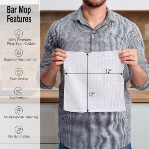 Living Fashions Bar Mop Cleaning Kitchen Dish Cloth Towels,100% Cotton, Machine Washable, Everyday Kitchen Basic Utility Bar Mop Dishcloth Set of 12, White