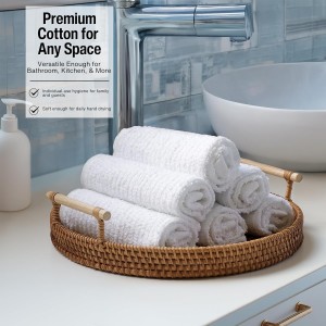 Living Fashions Bar Mop Cleaning Kitchen Dish Cloth Towels,100% Cotton, Machine Washable, Everyday Kitchen Basic Utility Bar Mop Dishcloth Set of 12, White