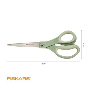 Fiskars 8” Comfort Grip Titanium Multipurpose Scissors with Ergonomic Handles for Everyday Cutting Tasks, Sharp Scissors for Home, Office, Crafts, Multicolor 3-Pack