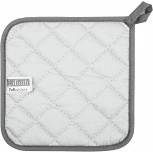 100% Cotton Kitchen Everyday Basic Terry Pot Holder Heat Resistant Coaster Potholder for Cooking and Baking Set of 5 Grey