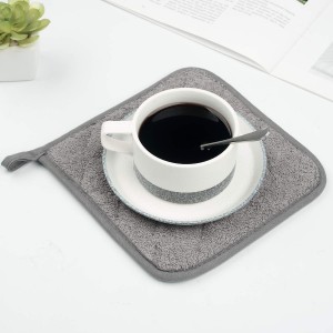 100% Cotton Kitchen Everyday Basic Terry Pot Holder Heat Resistant Coaster Potholder for Cooking and Baking Set of 5 Grey