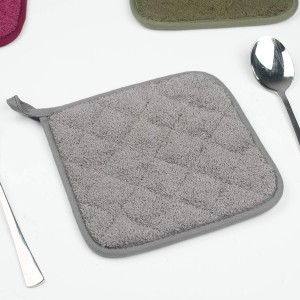 100% Cotton Kitchen Everyday Basic Terry Pot Holder Heat Resistant Coaster Potholder for Cooking and Baking Set of 5 Grey