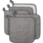 100% Cotton Kitchen Everyday Basic Terry Pot Holder Heat Resistant Coaster Potholder for Cooking and Baking Set of 5 Grey