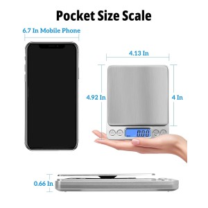 NEXT-SHINE Gram Scale 500g x 0.01g Precision, Digital Mini Pocket Size Portable Scale with Two Trays Nine Units, LCD Display Stainless Steel Platform for Weighing Jewelry Cooking Baking