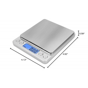NEXT-SHINE Gram Scale 500g x 0.01g Precision, Digital Mini Pocket Size Portable Scale with Two Trays Nine Units, LCD Display Stainless Steel Platform for Weighing Jewelry Cooking Baking