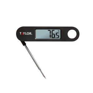 Taylor 1476 Instant Read Digital Meat Food Grill BBQ Cooking Kitchen Thermometer, Tailgating and Grilling Compact Folding Probe, Black