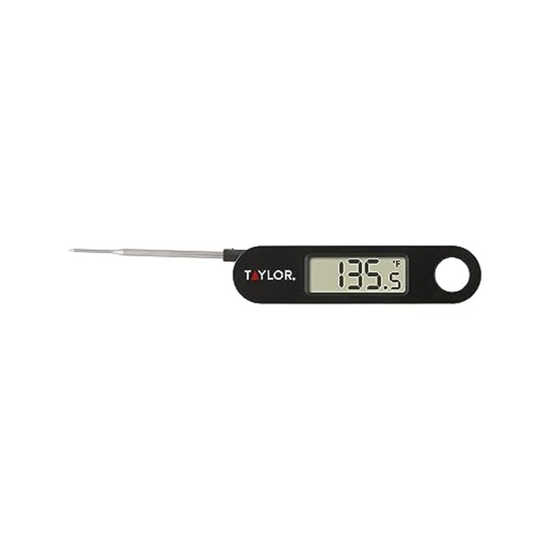 Taylor 1476 Instant Read Digital Meat Food Grill BBQ Cooking Kitchen Thermometer, Tailgating and Grilling Compact Folding Probe, Black