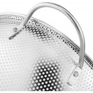 DLD Stainless Steel Micro-Perforated 5-Quart Colander - Professional Strainer with Heavy Duty Handles and Self-draining Solid Ring Base - Dishwasher Safe