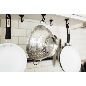 DLD Stainless Steel Micro-Perforated 5-Quart Colander - Professional Strainer with Heavy Duty Handles and Self-draining Solid Ring Base - Dishwasher Safe