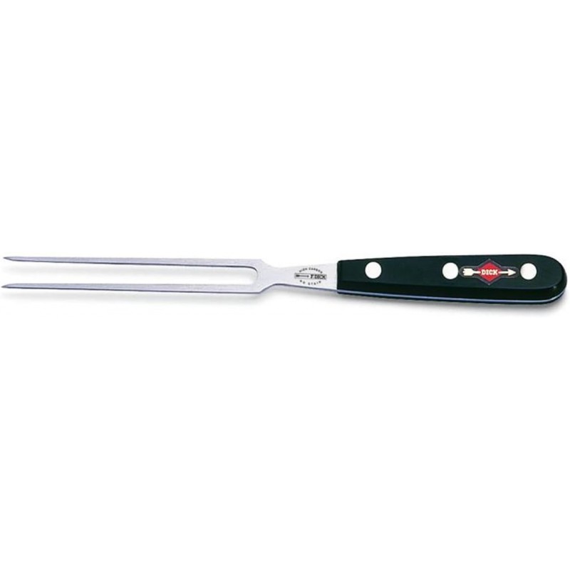 F. DICK Sausage Fork, Meat Fork, 15 cm to the Handle, Rustproof, Waterproof, Hygienic, Ideal for the Counter, Roasting, Meat, Fish I 91017152, Chrome Steel, Black