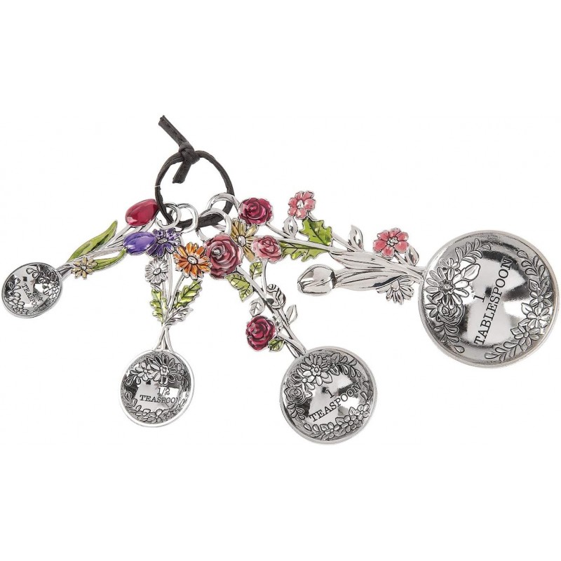 Ganz 4-Piece Measuring Spoons Set - Colorful Flower Bouquet