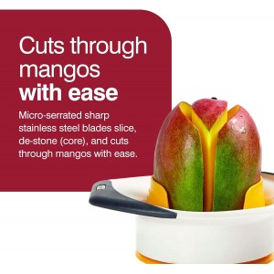 Zyliss 3-in-1 Mango Slicer, Peeler and Pit Remover Tool - Kitchen Mango Depitter & Peeler Gadget - Fruit Slicer with Micro-Serrated Stainless Steel Blader - Mango Corer for Easy Use